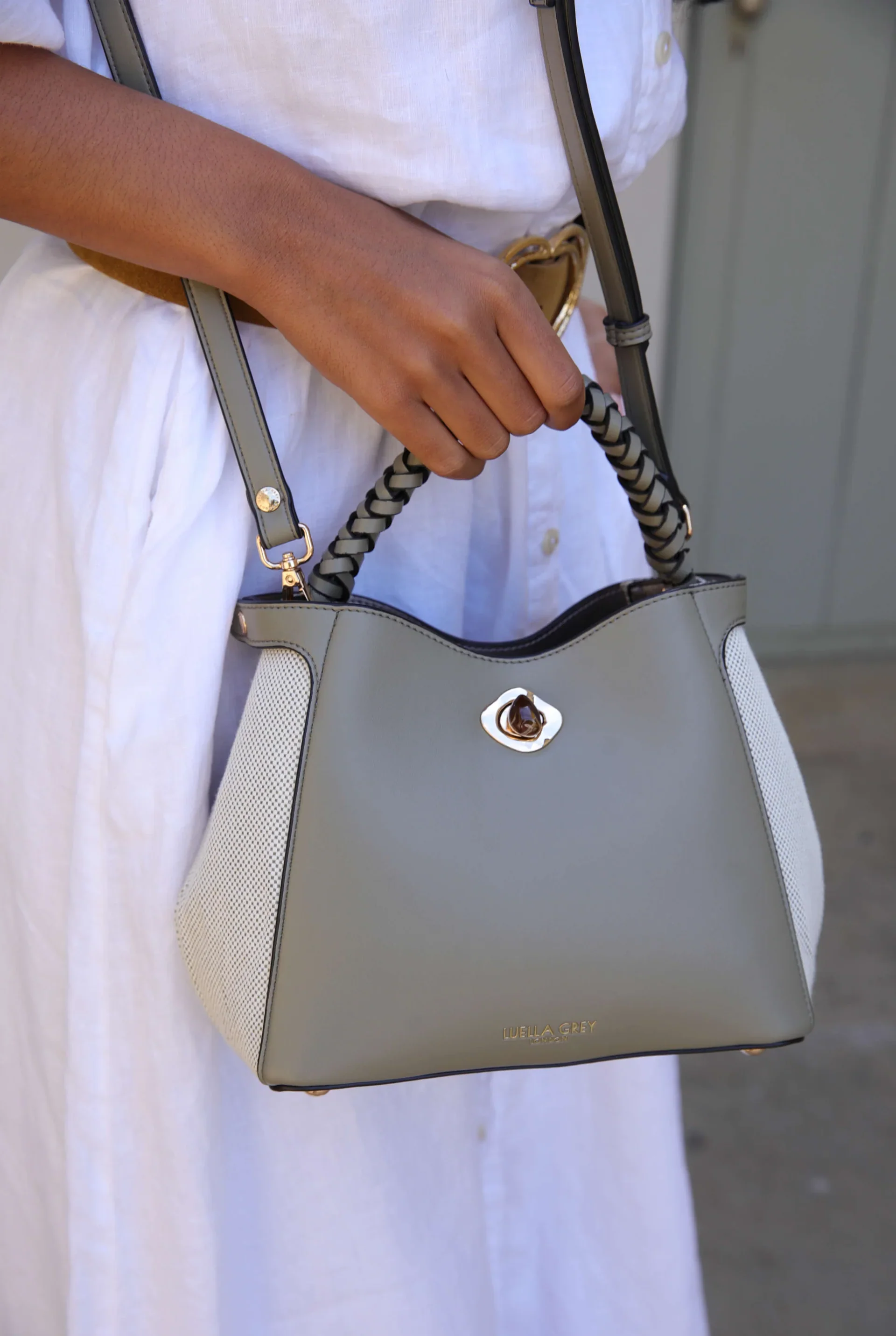 Kate Sage Woven Handle Crossbody - Image 3