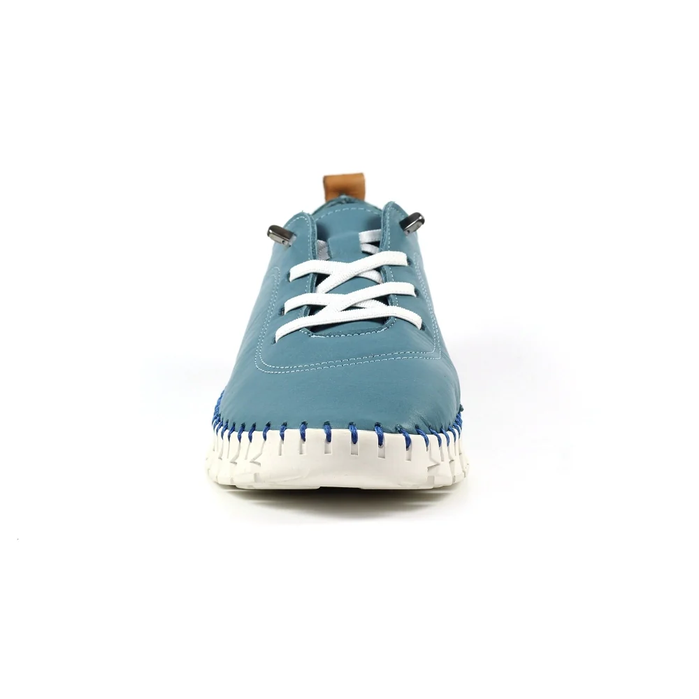 Lunar St Austell Light Blue Leather Plimsoll - Image 6