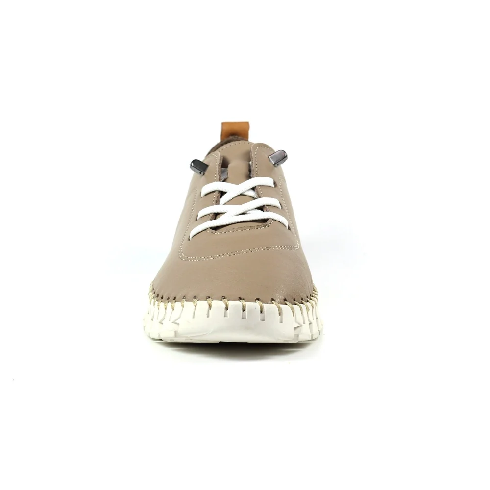 Lunar St Austell Taupe Leather Plimsoll - Image 7