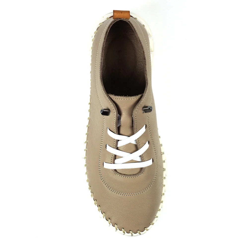 Lunar St Austell Taupe Leather Plimsoll - Image 9