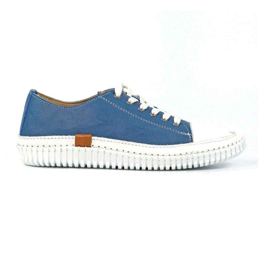 Lunar Truffle II Mid Blue Leather Plimsoll - Image 2