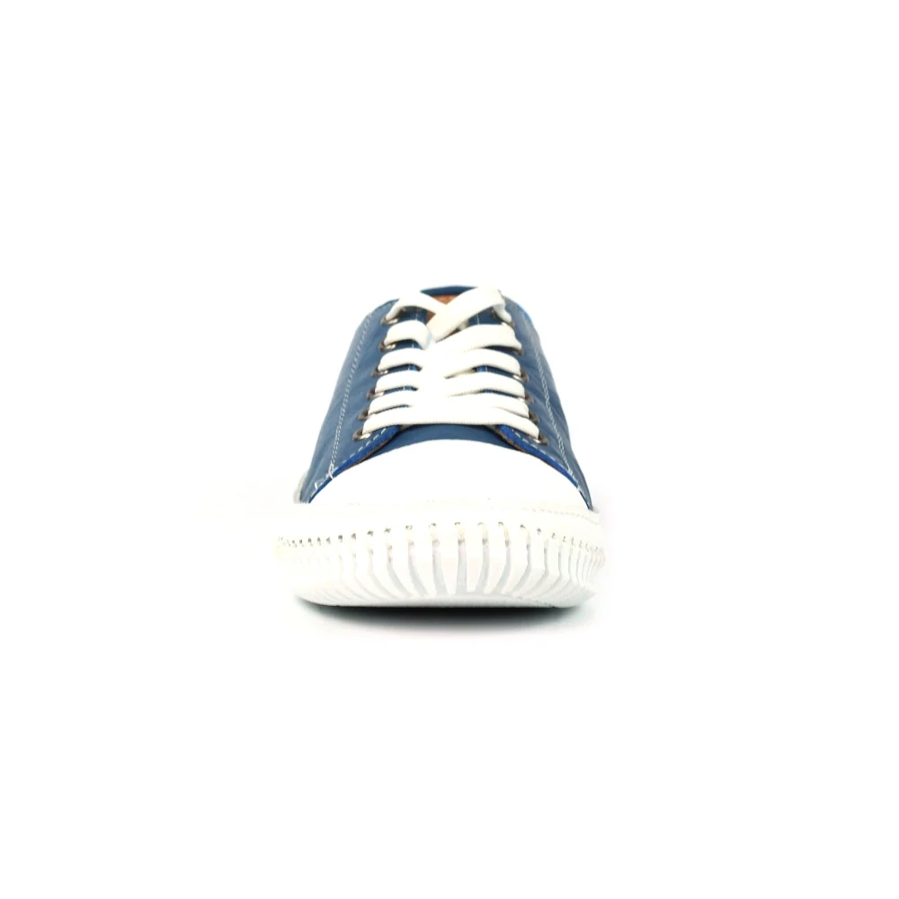 Lunar Truffle II Mid Blue Leather Plimsoll - Image 4