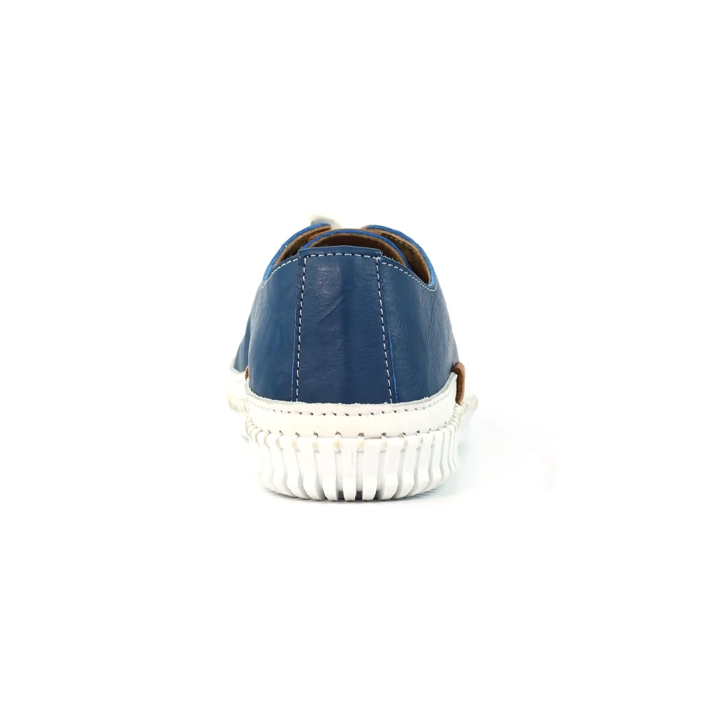 Lunar Truffle II Mid Blue Leather Plimsoll - Image 5