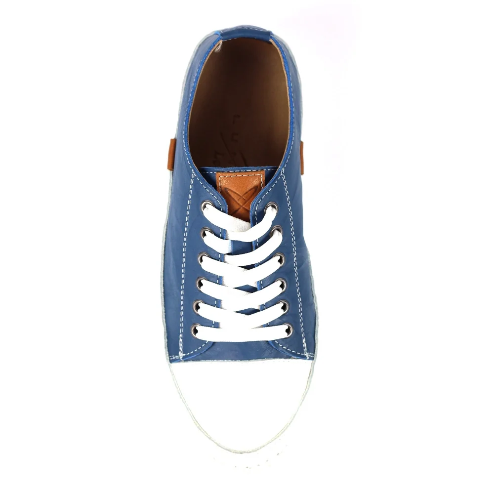 Lunar Truffle II Mid Blue Leather Plimsoll - Image 7