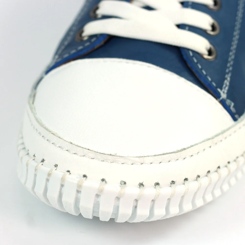 Lunar Truffle II Mid Blue Leather Plimsoll - Image 8