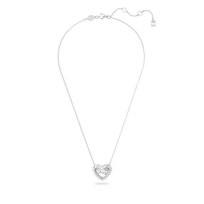 Matrix pendant, Mixed cuts, Heart, White, Rhodium plated - Image 2