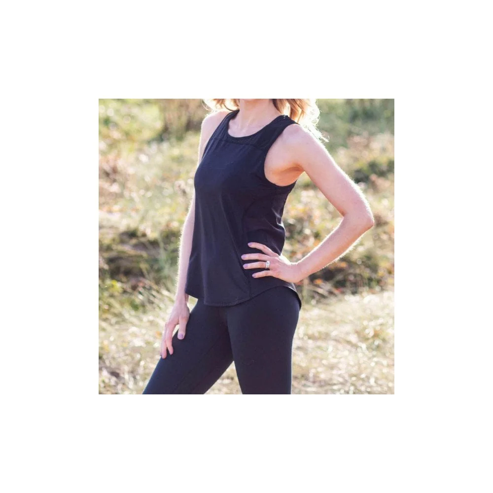 Black Yoga Racer Tank Top - Large