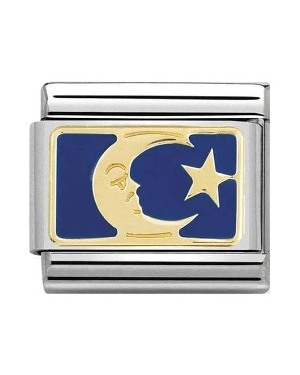 Classic Gold Cosmo Blue Enamel Moon and Star Charm