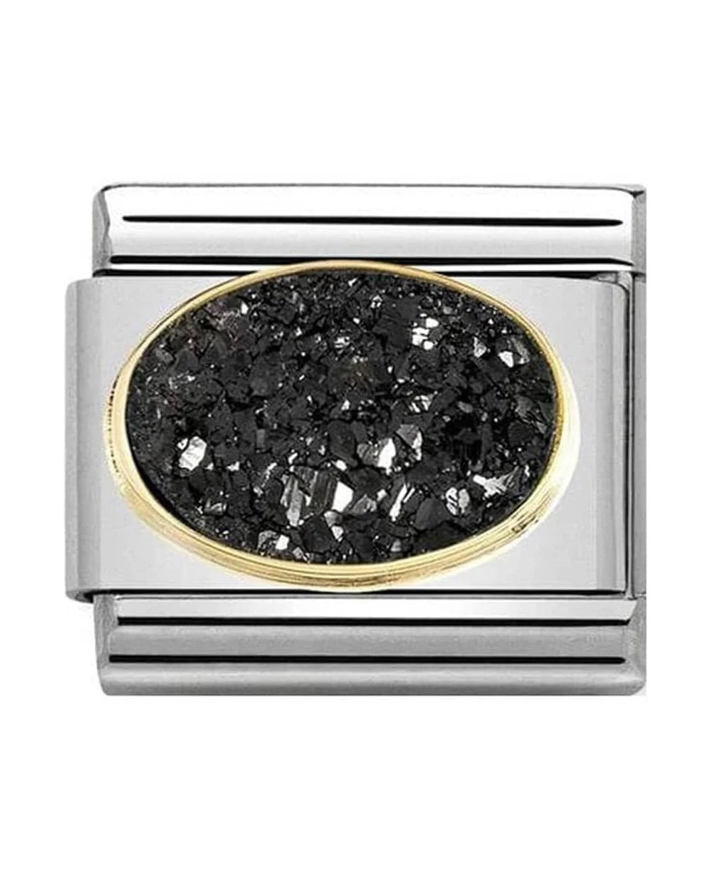Classic Gold Cosmo Oval Agate Drusie Black Sky Charm