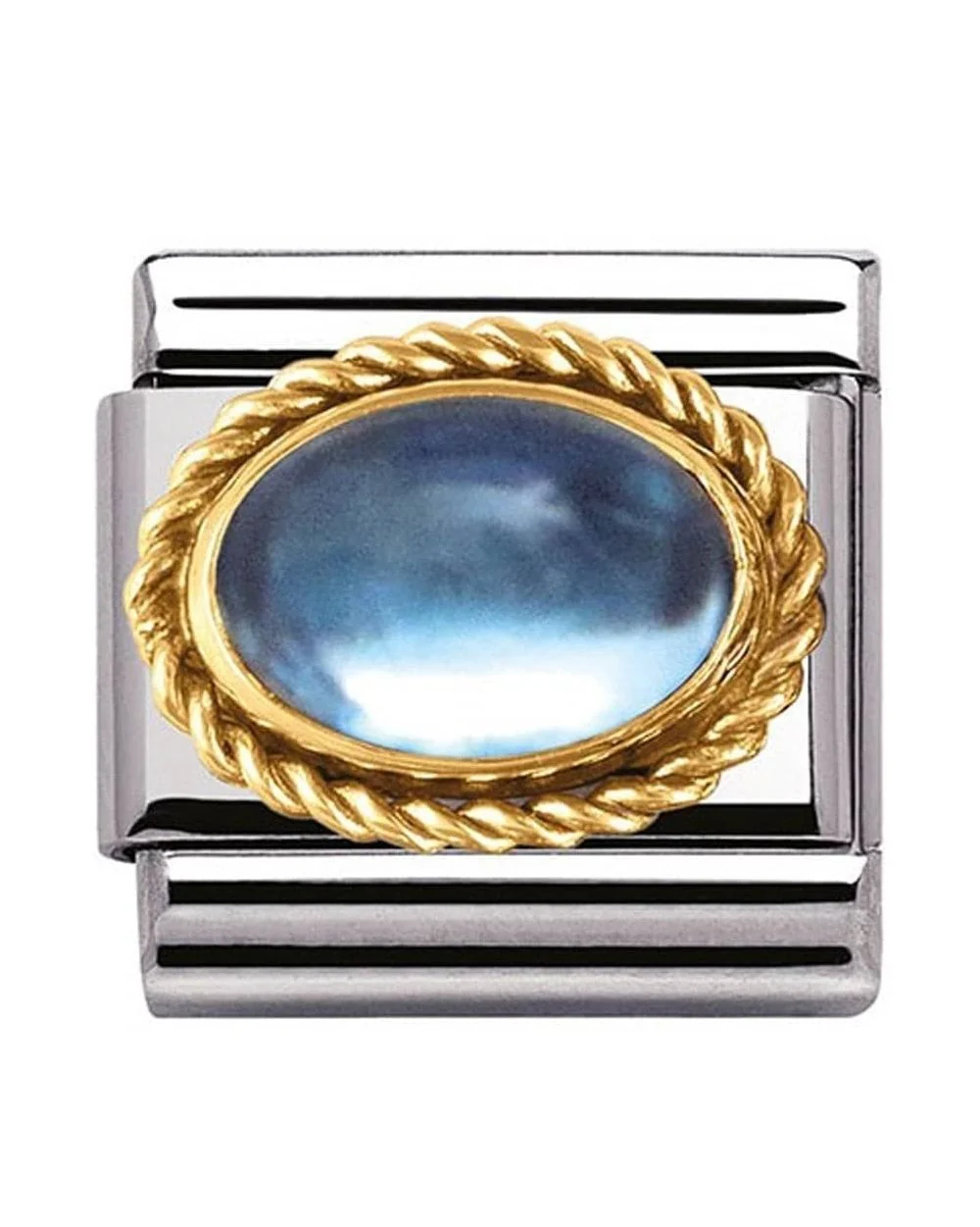 Classic Gold Stones Oval Light Blue Topaz Charm