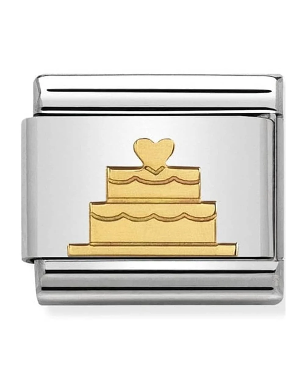 Classic Gold Symbols Tiered Heart Charm