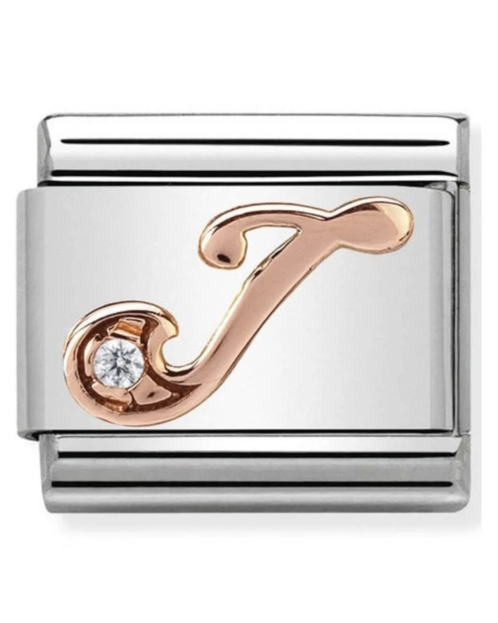 Classic Rose Gold CZ Letter J Charm