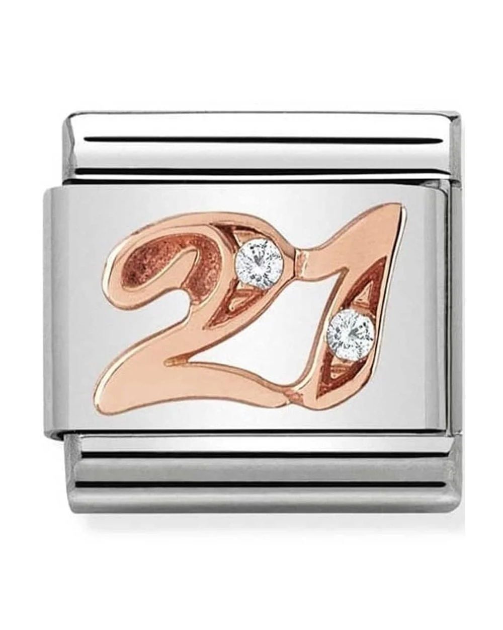 Classic Rose Gold Number 21 Charm