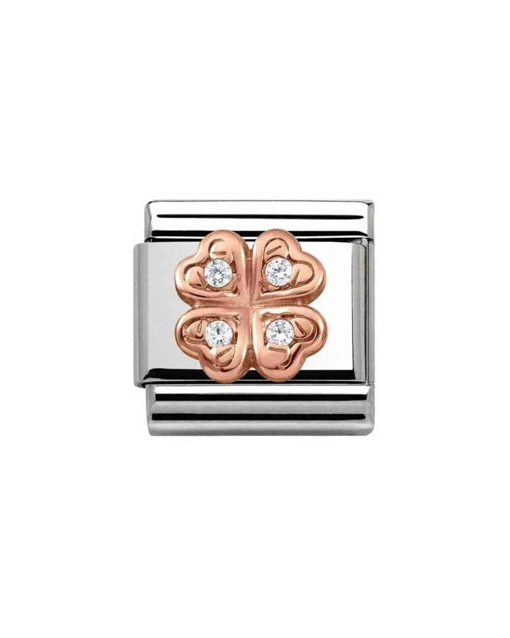 Classic Rose Gold Symbols Four Leaf Clover Charm