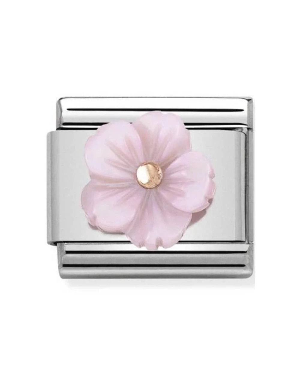 Classic Rose Gold Symbols Violet Mother of Pearl Flower Charm