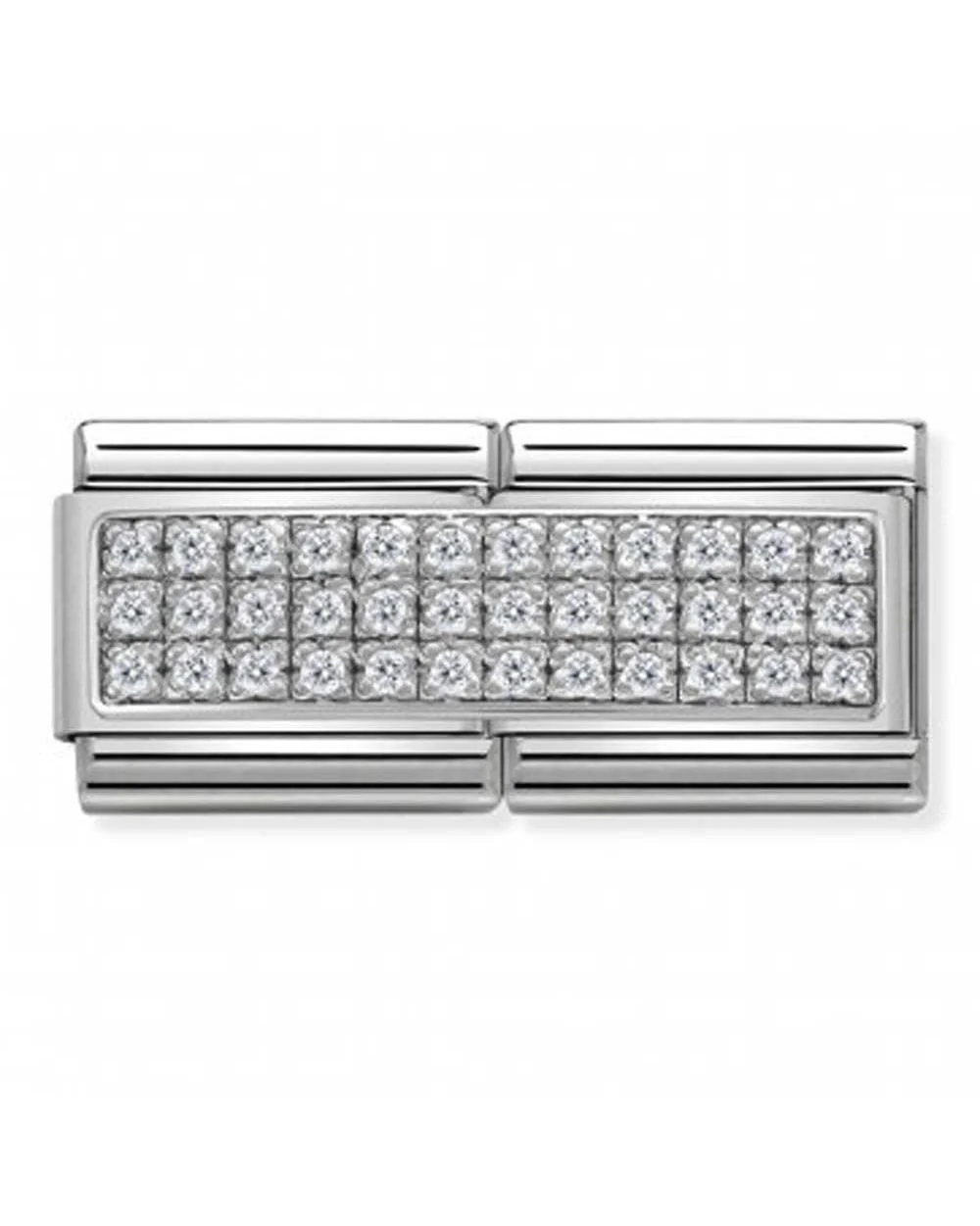 Classic Silver and CZ Double Line White Pave