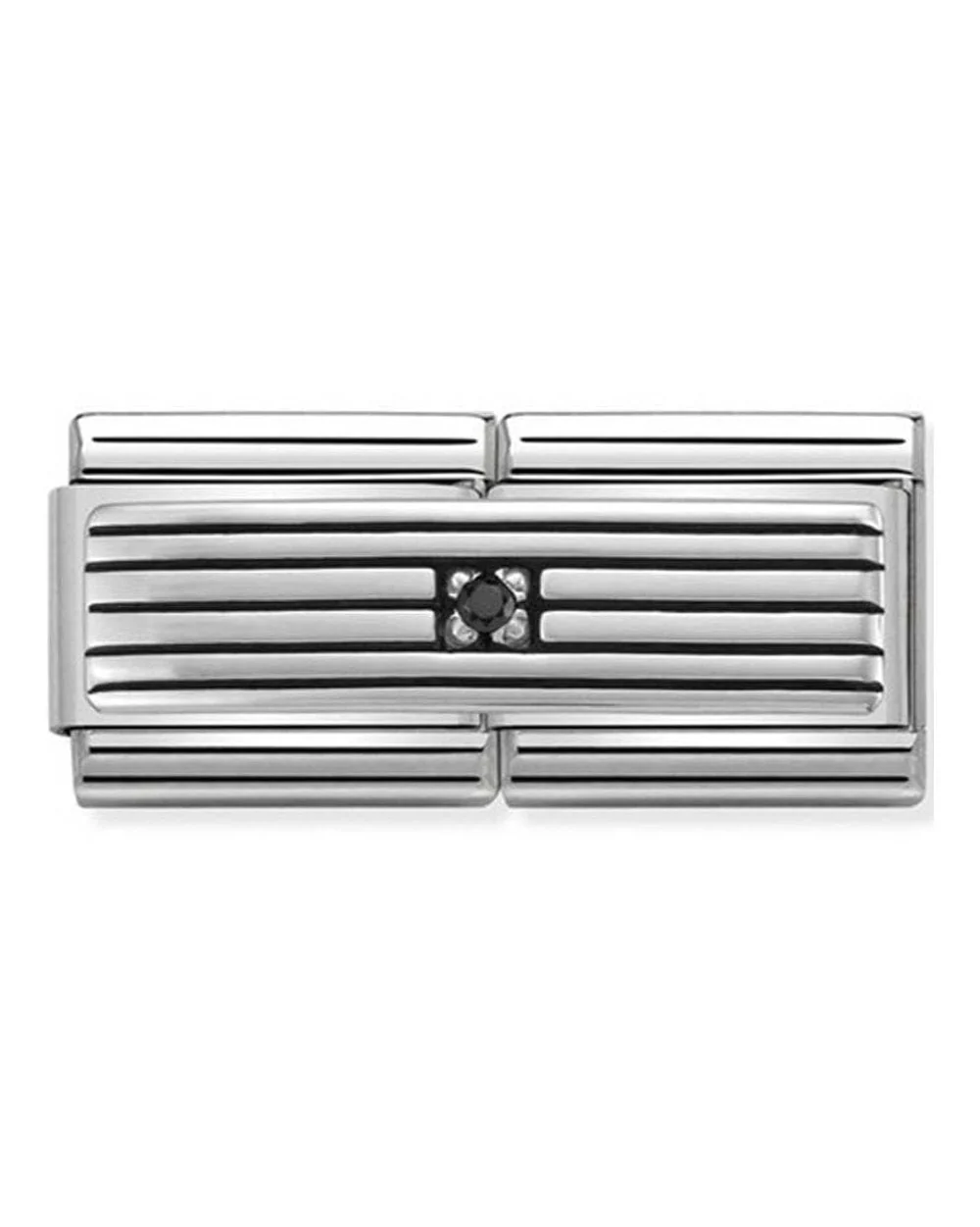 Classic Silvershine Double Link CZ Lines Charm