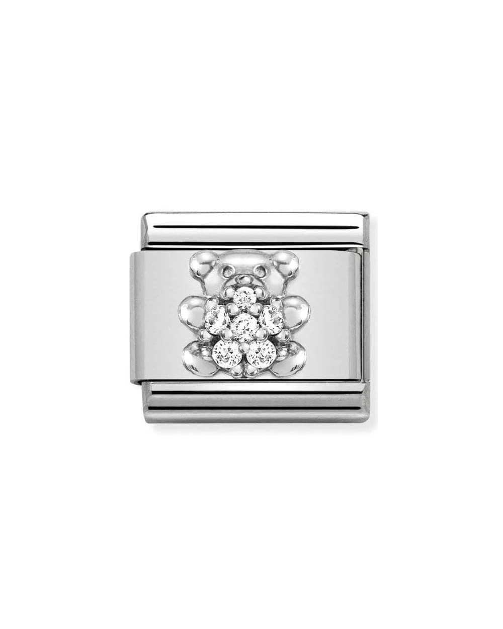 Composable Cl Symbols Steel Cubic Zirconia And Silver 925 White Teddy Bear