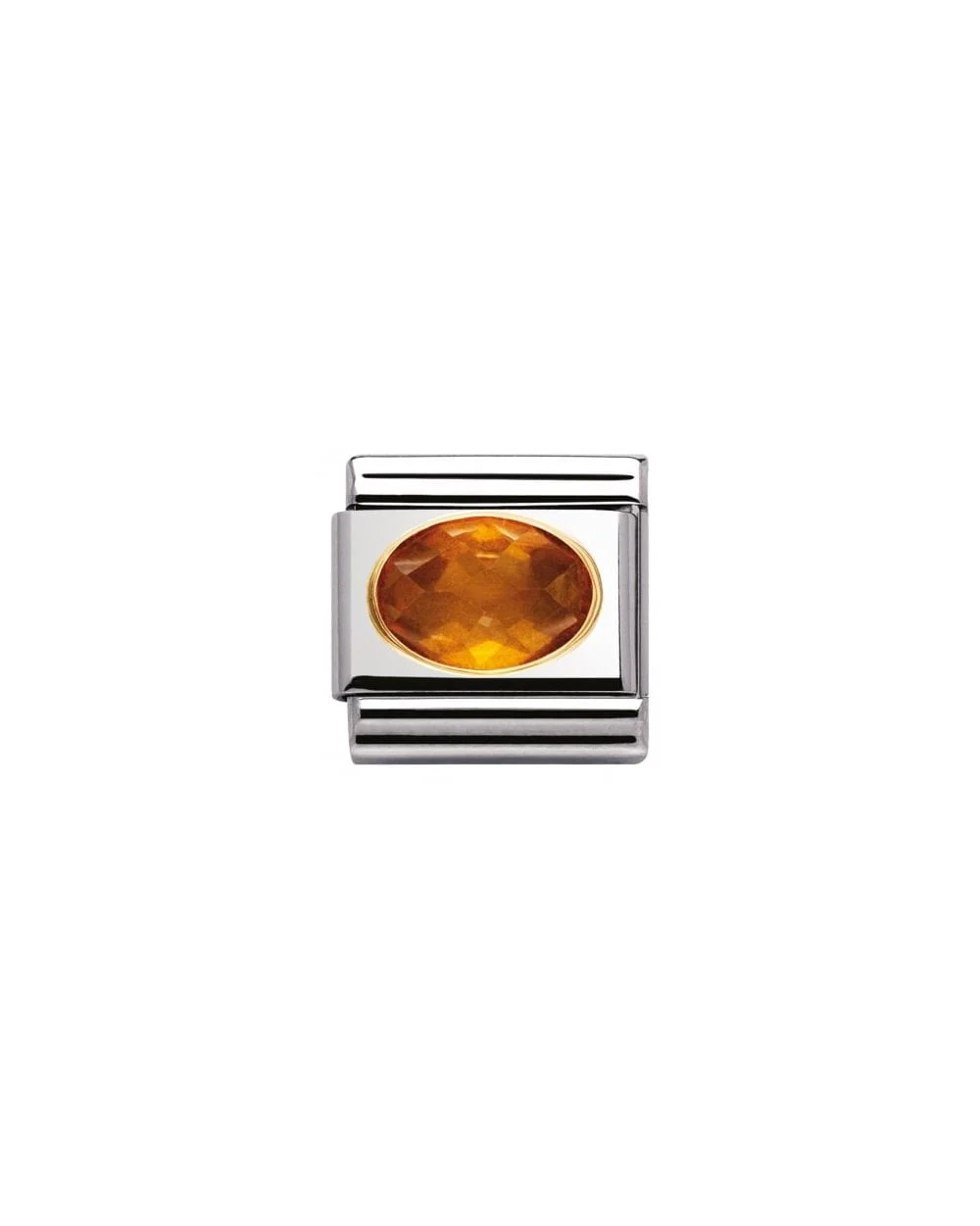 Composable Classic Faceted Cz In Ss , Gold - Orange