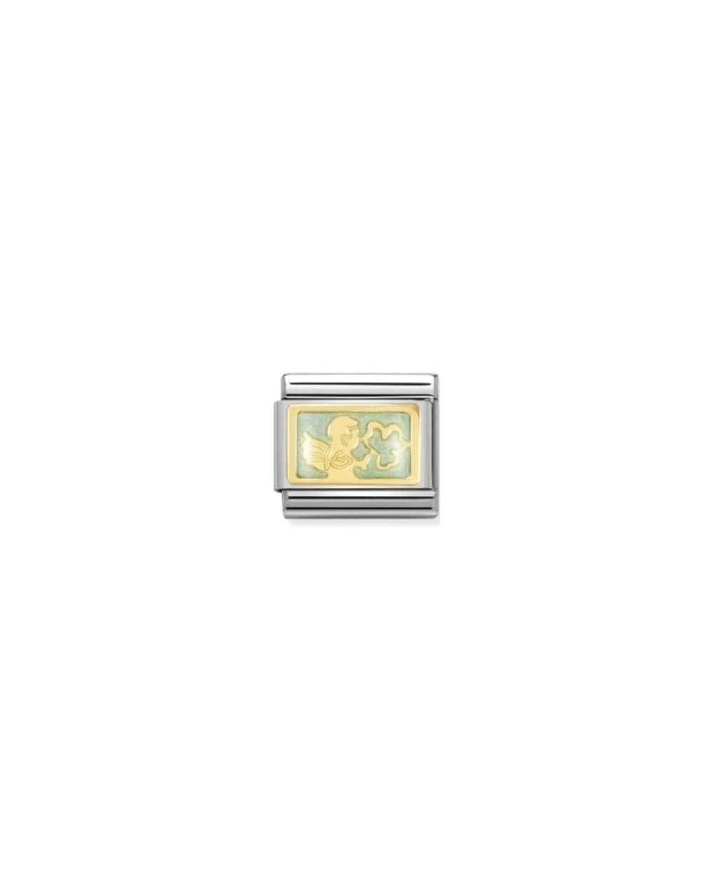 Composable Classic Plates Steel , Enamel And 18K Gold (30_Messenger Angel: Good Luck)