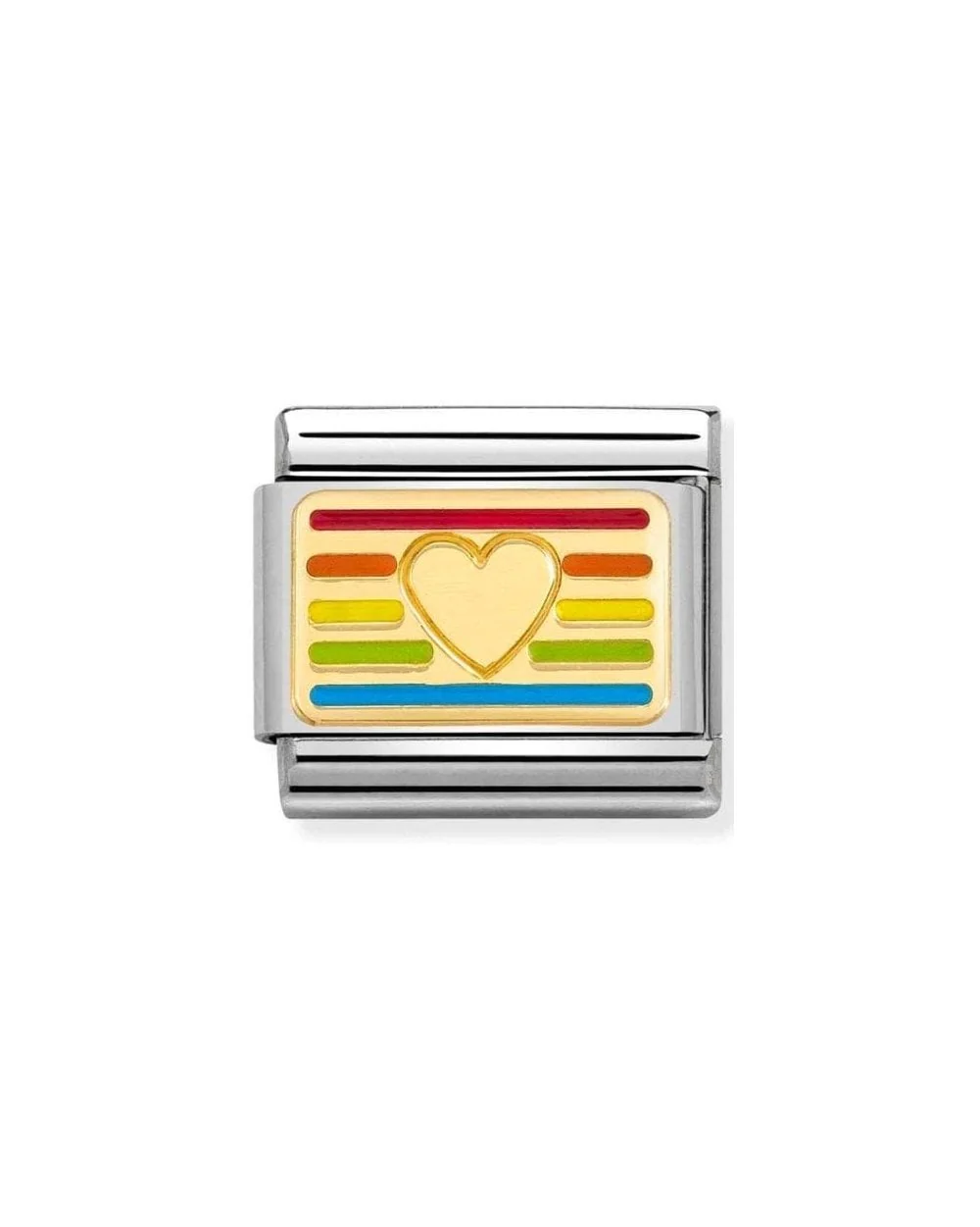 Composable Classic Plates Steel Enamel And 18K Gold Rainbow Heart Flag