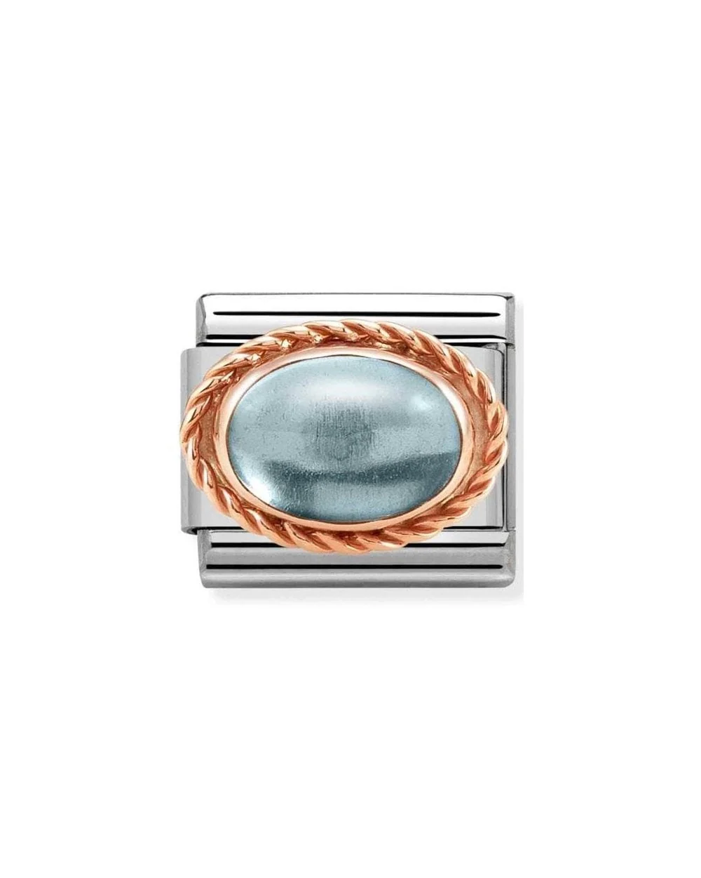 Composable Classic Rich Setting Stone In Steel And 375 Gold Blue Topaz