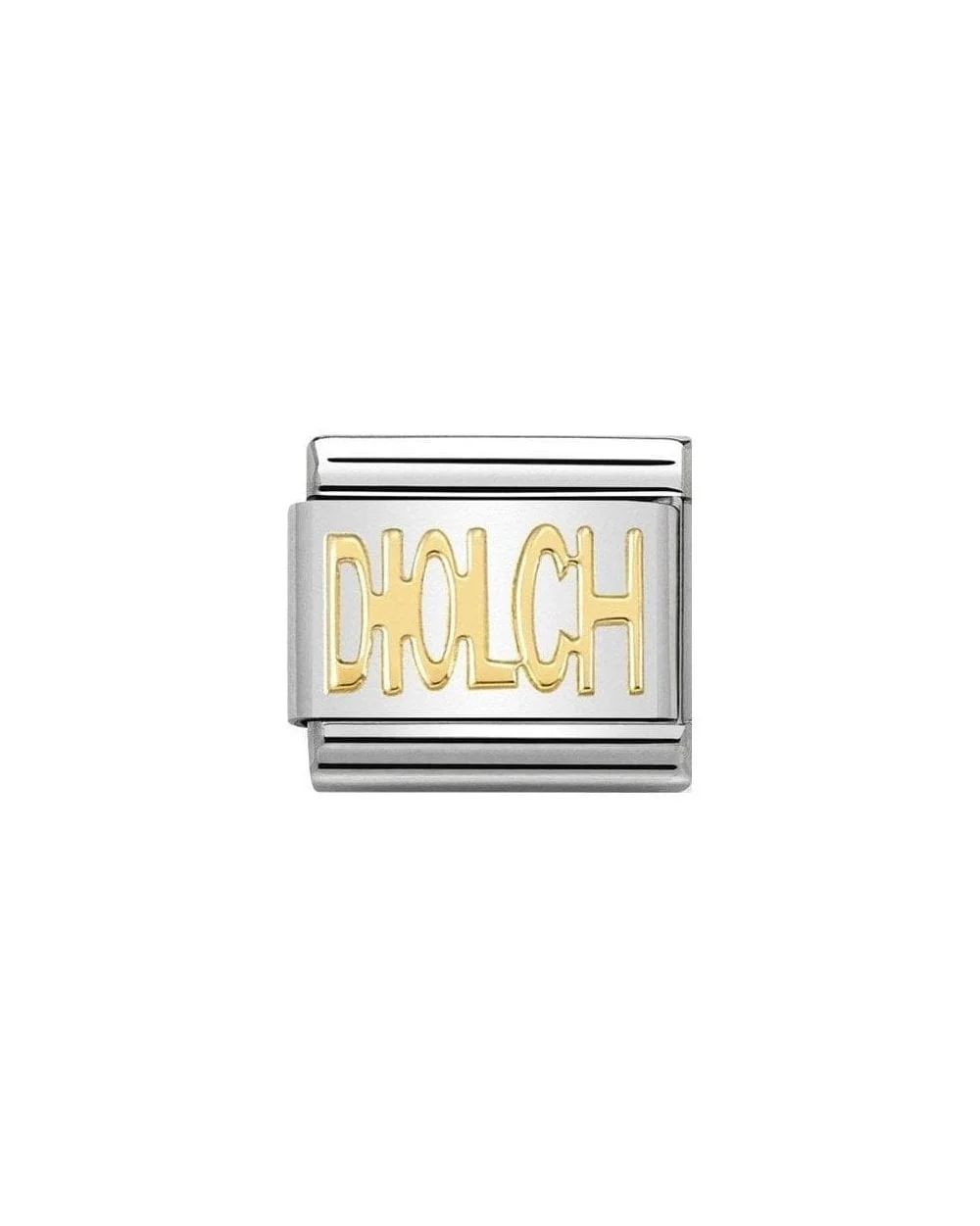 Composable Classic Writings In Stainless Steel With 18K Gold Diolch