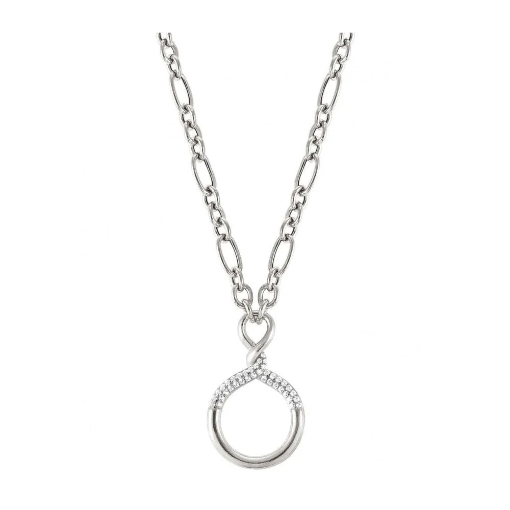 Endless Silver Cubic Zirconia Circle Necklace