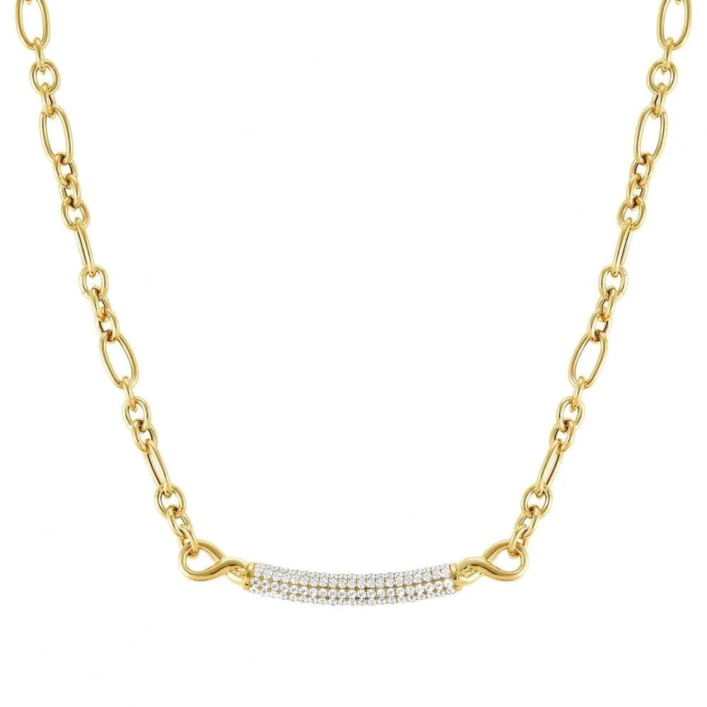 Endless Silver Cubic Zirconia Yellow Gold Necklace