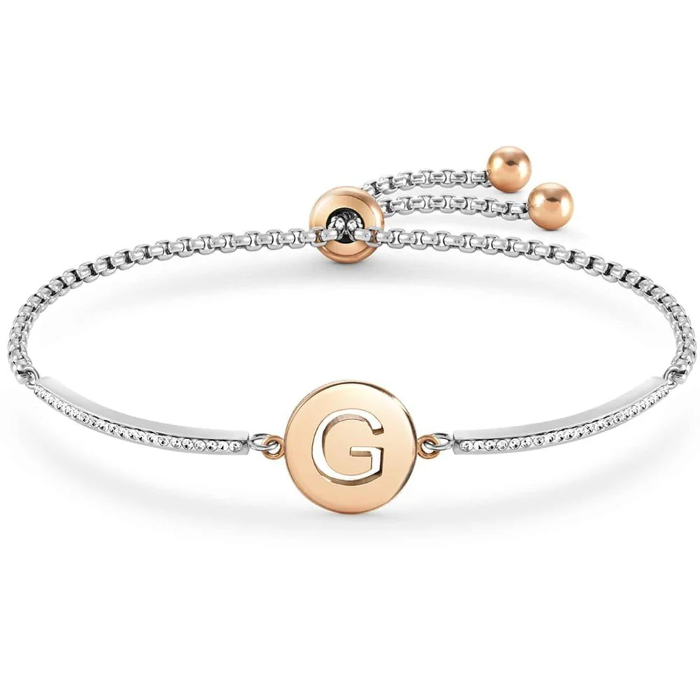 Milleluci Two-Tone Initial G Half Bangle Toggle Bracelet