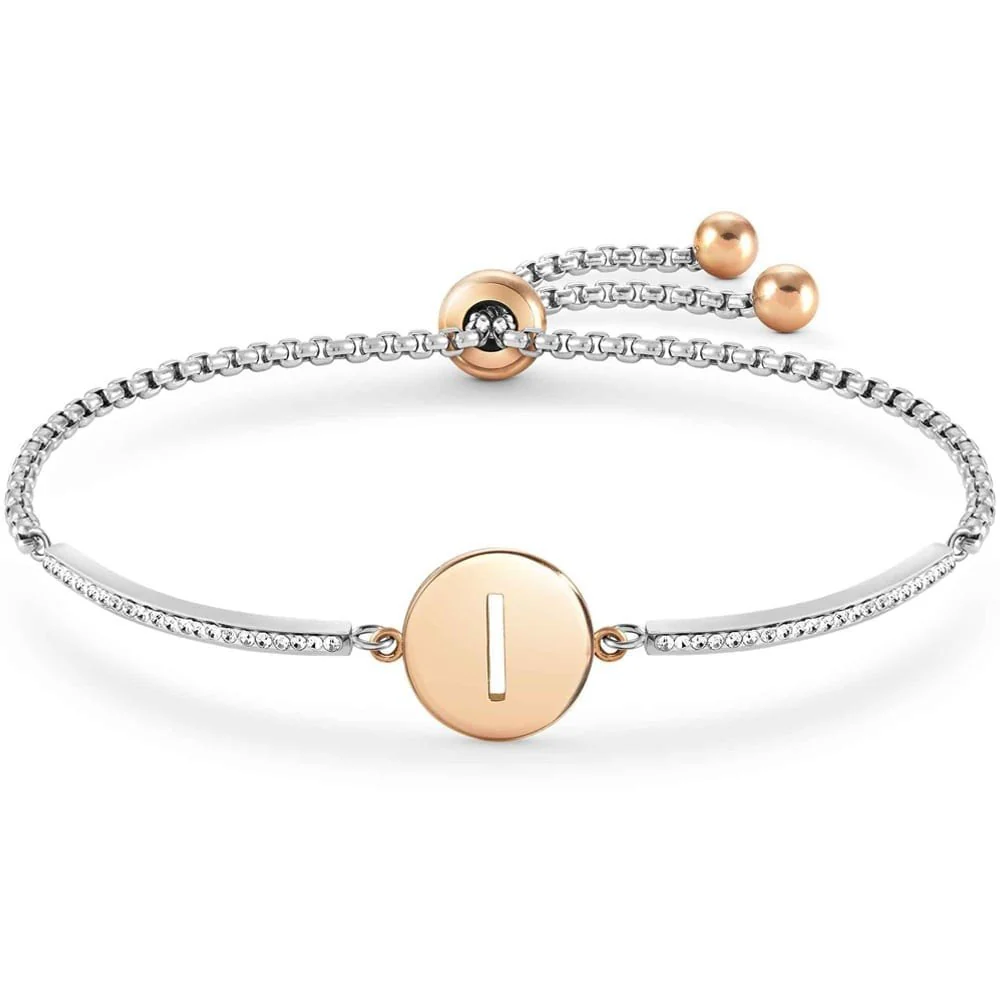 Milleluci Two-Tone Initial I Half Bangle Toggle Bracelet