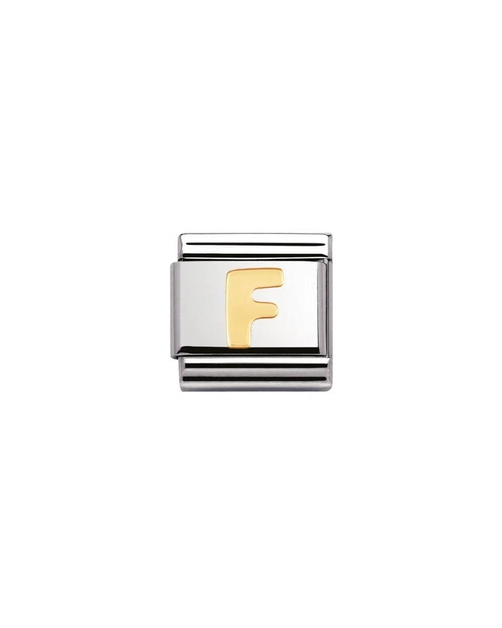 Stainless Steel And 18K Gold Composable Letters -F