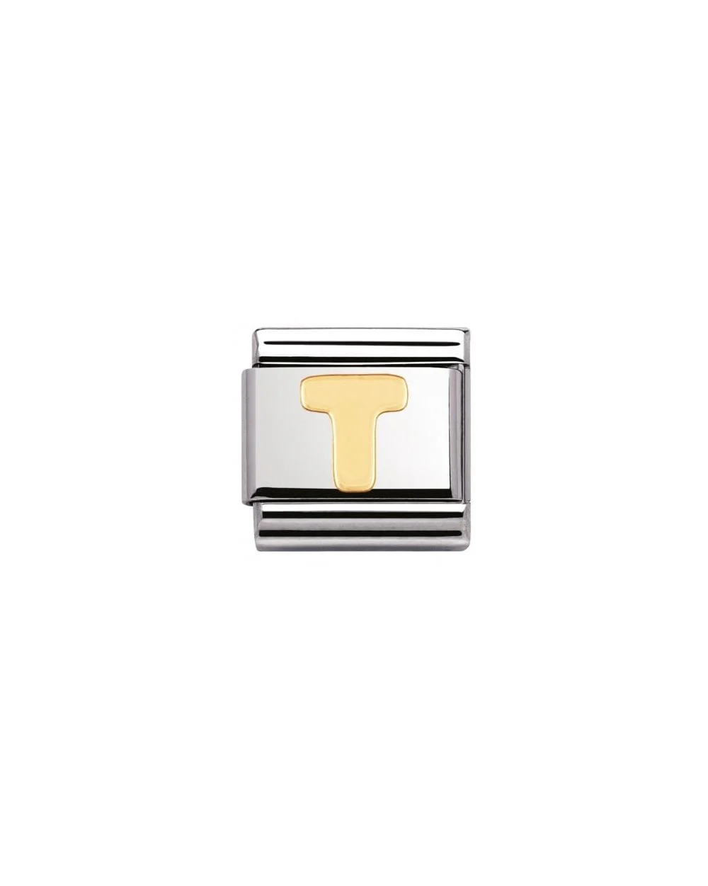 Stainless Steel And 18K Gold Composable Letters -T