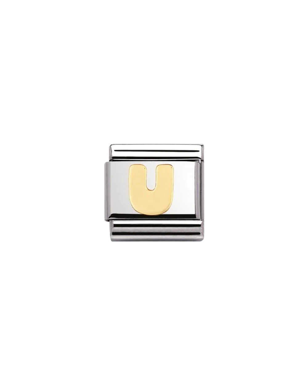 Stainless Steel And 18K Gold Composable Letters -U