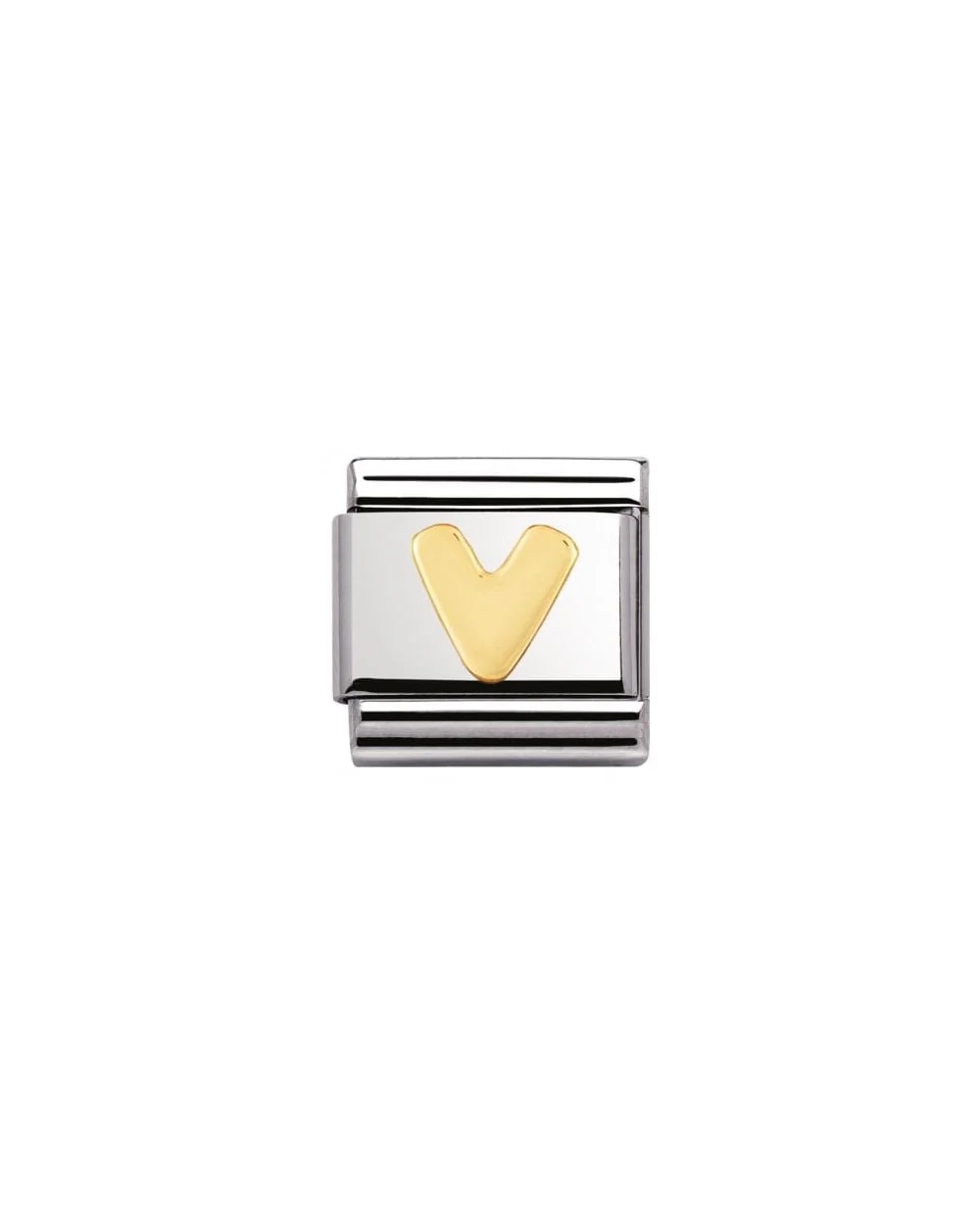 Stainless Steel And 18K Gold Composable Letters -V