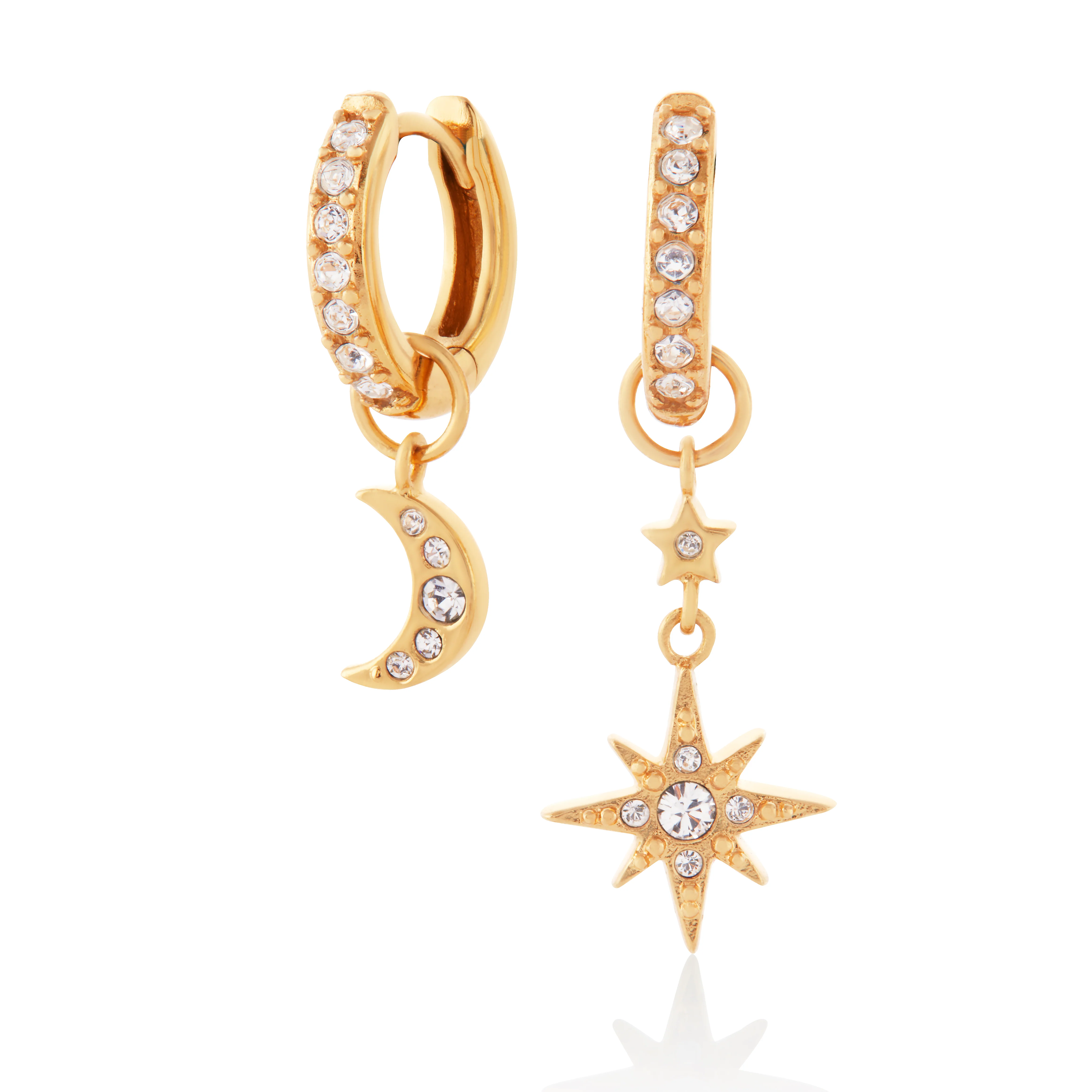 Celestial Gold Moon & Star Huggie Hoops - Image 2