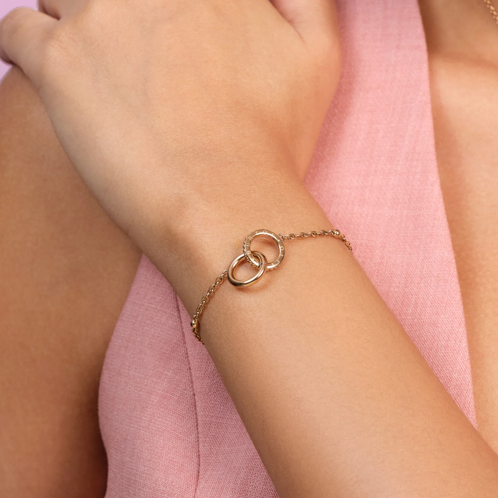 Classic Amity Interlock Rose Gold Plated Bracelet - Image 4