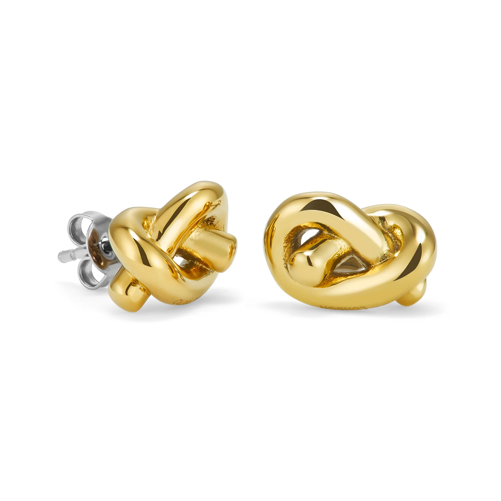Lover's Knot Gold Plated Stud Earring - Image 2
