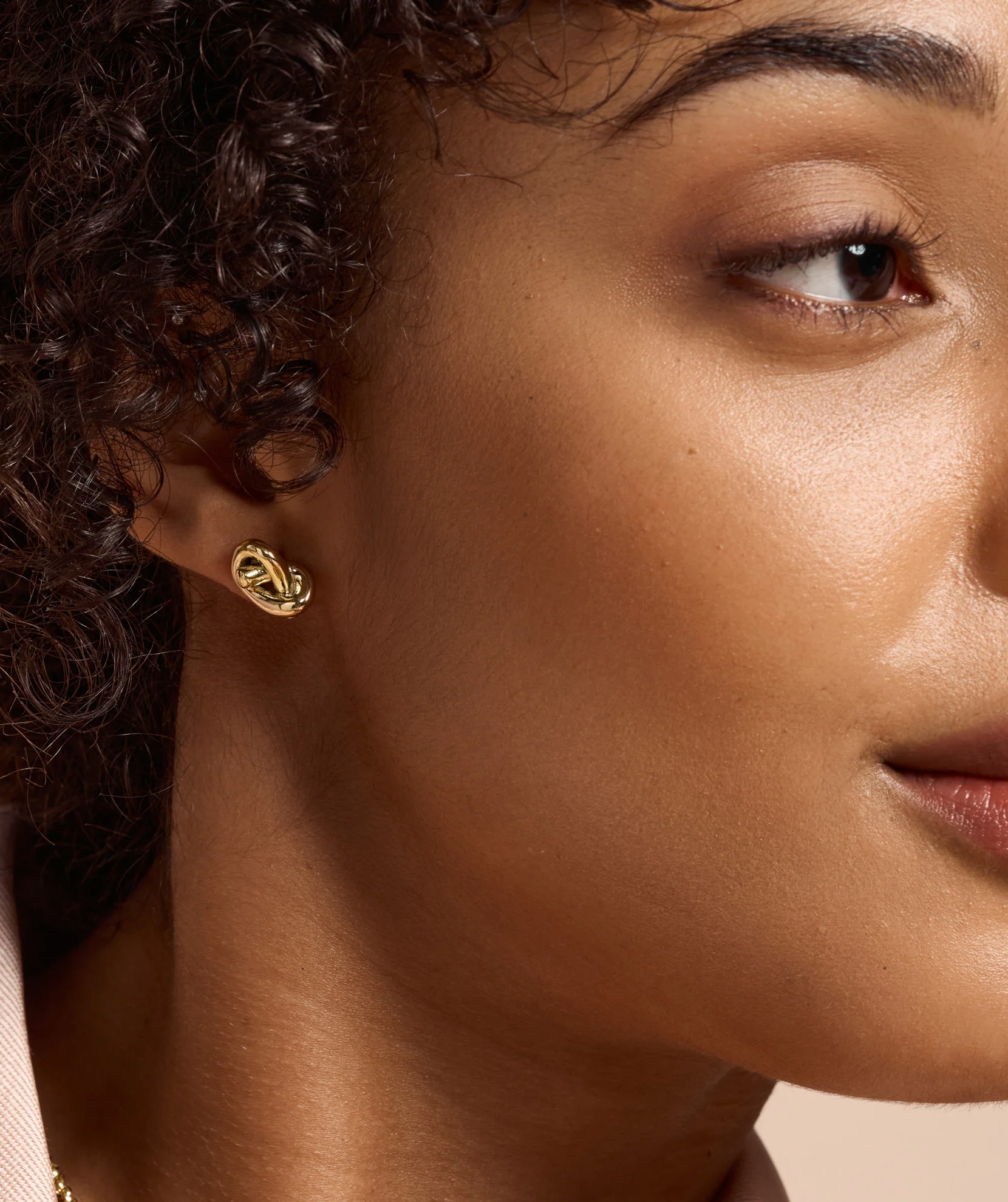 Lover's Knot Gold Plated Stud Earring - Image 3