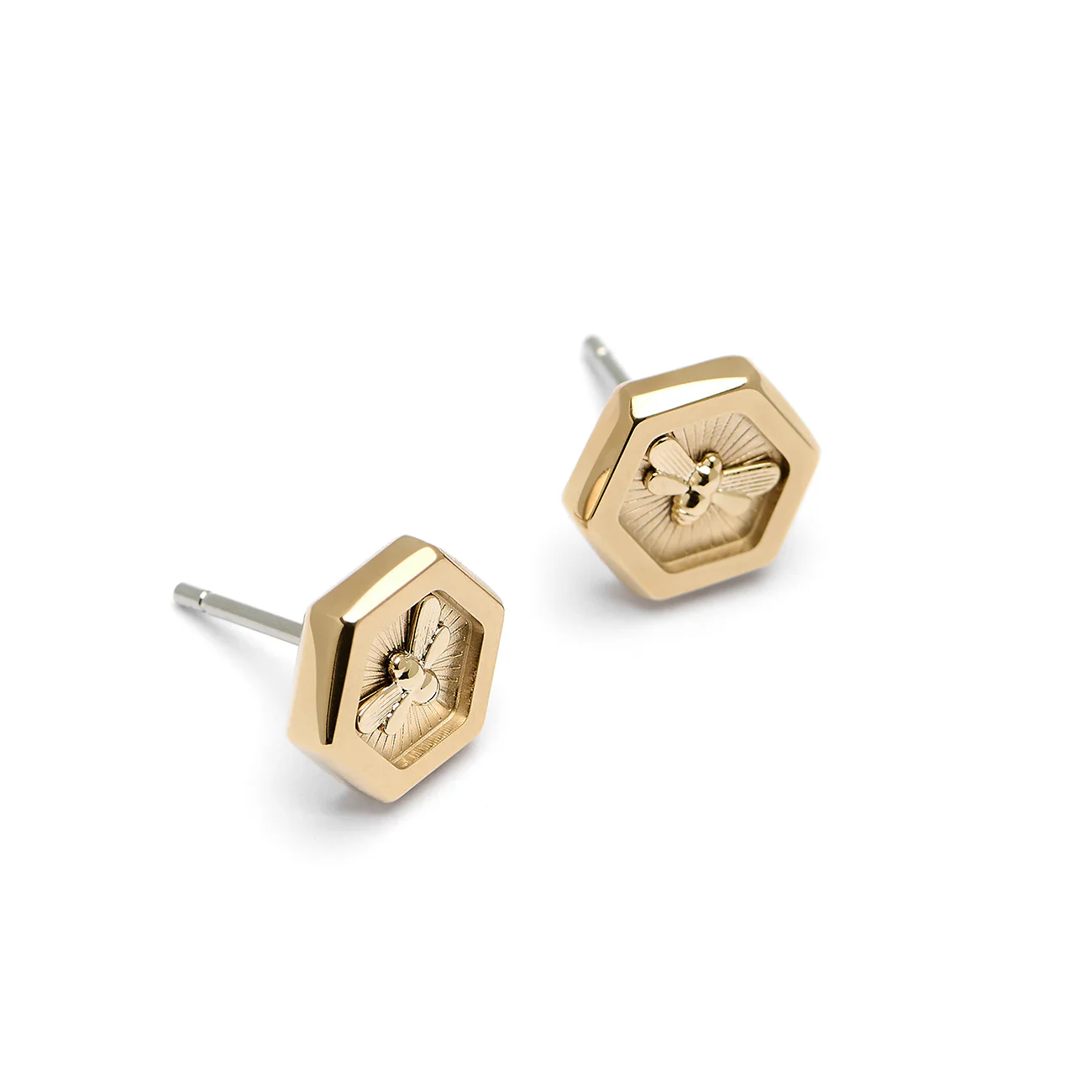 Signature Minima Bee Gold Stud Earrings - Image 3