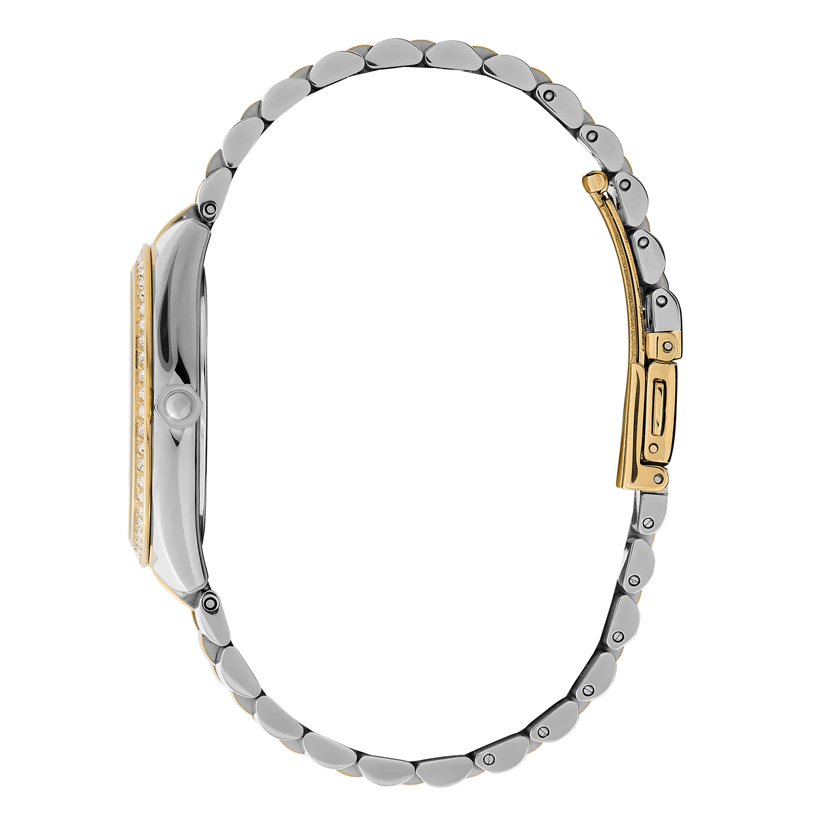 Sports Luxe 34mm Bejewelled Forest Green & Two Tone Bracelet Watch - Image 4
