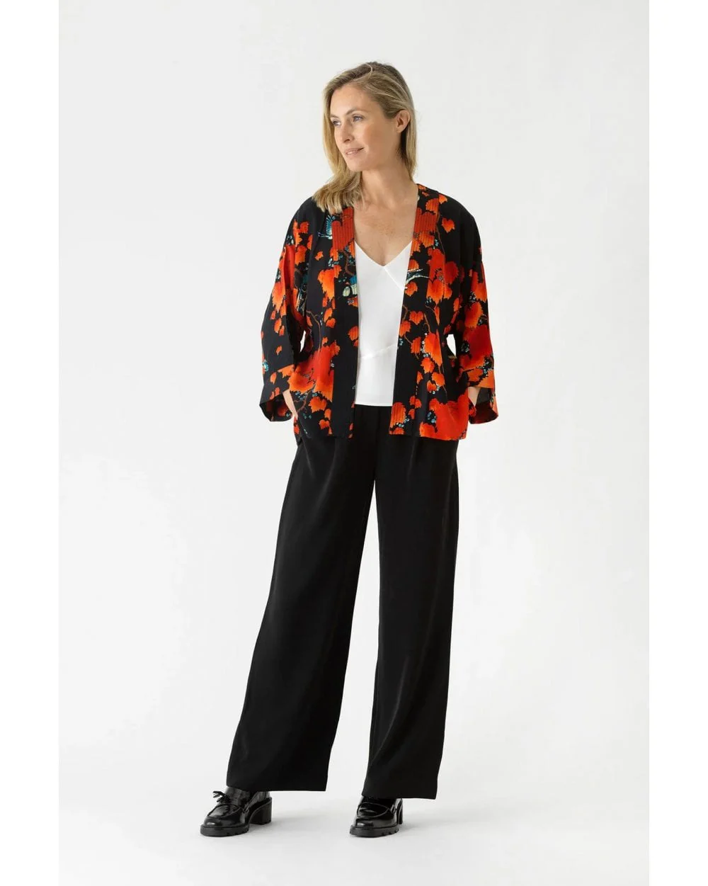 Acer Black Crepe Kimono - Image 2