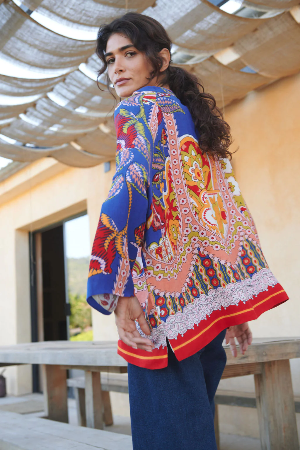 Carnival Cobalt Linen Jacket - Image 3