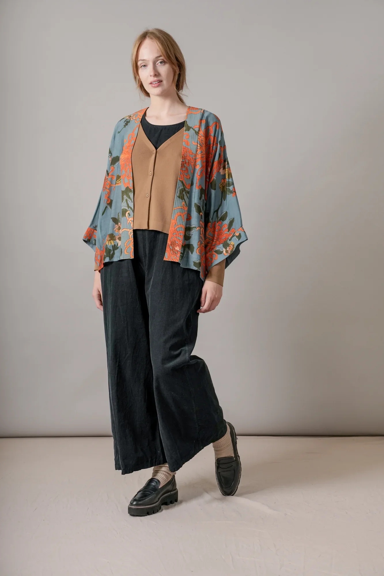 Chrysanthemum Grey Kimono - Image 4