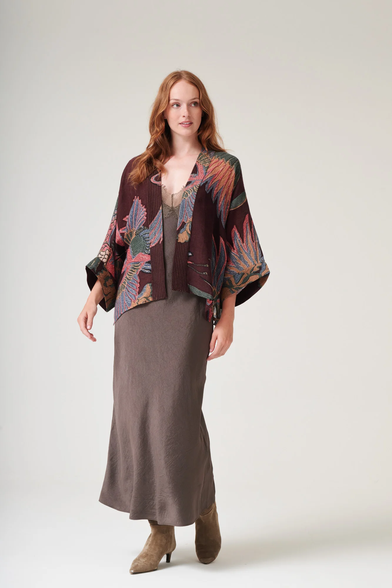 Crane Plum Wool Kimono - Image 3