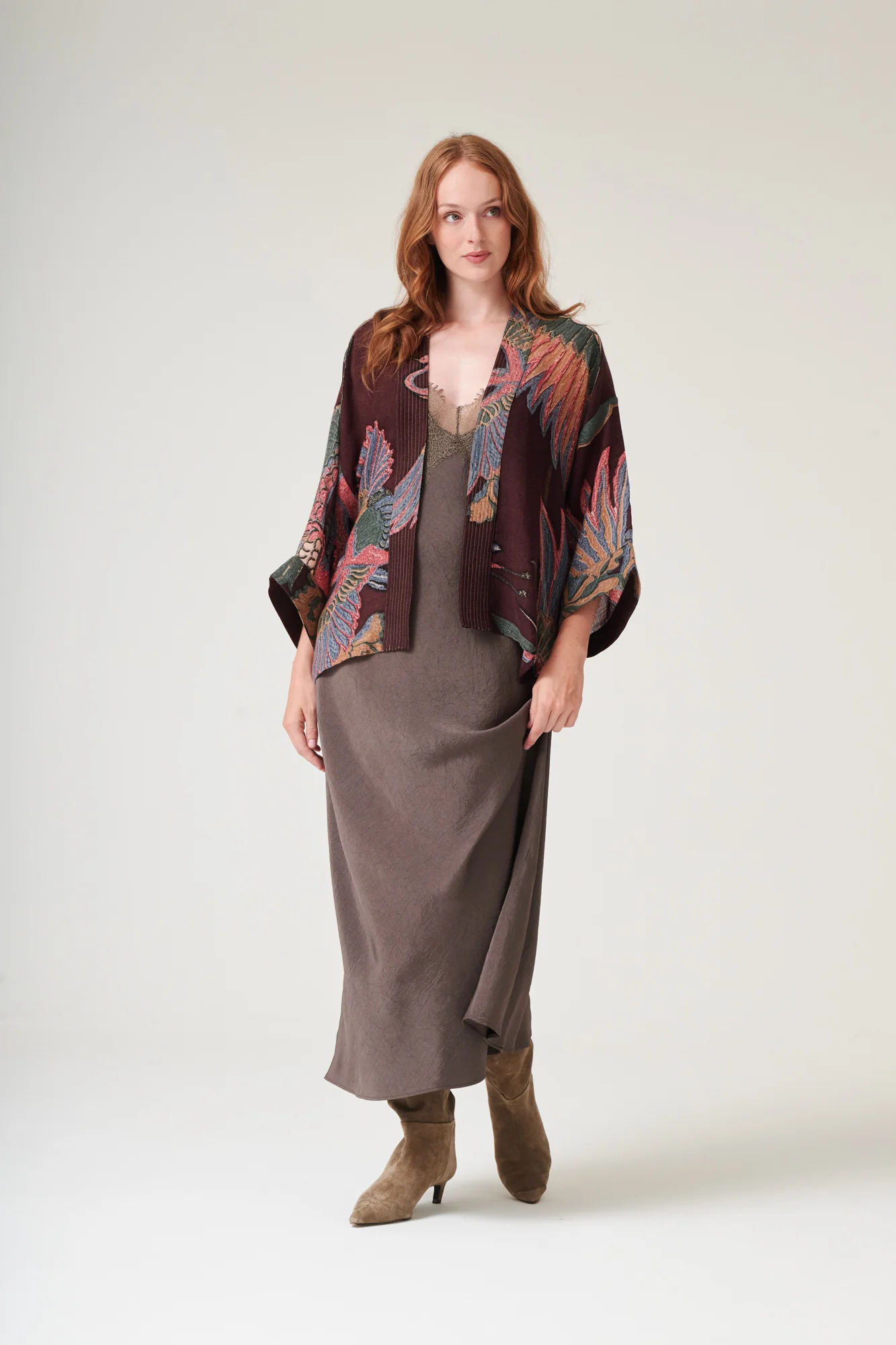 Crane Plum Wool Kimono - Image 4