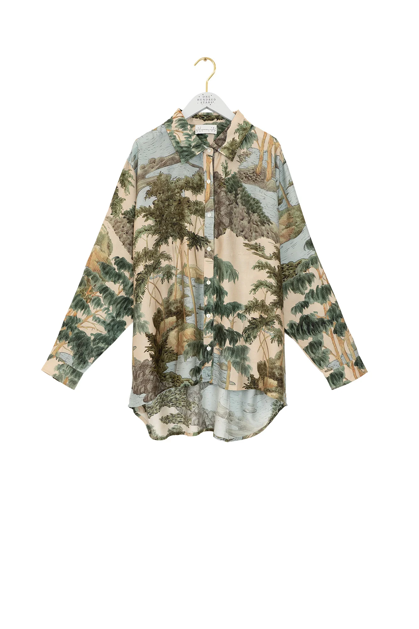 Rivers and Trees Natural Oversized Shirt - Image 2
