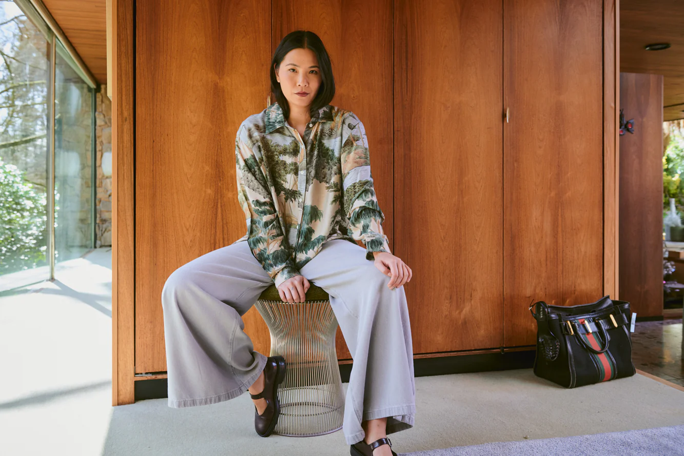 Rivers and Trees Natural Oversized Shirt - Image 4
