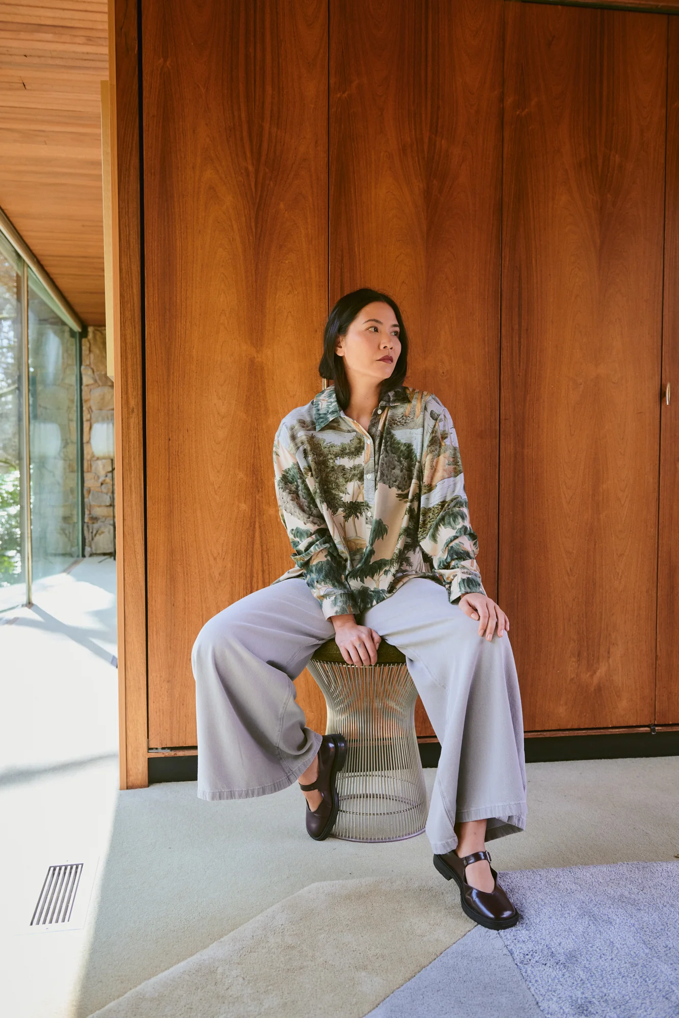Rivers and Trees Natural Oversized Shirt - Image 5