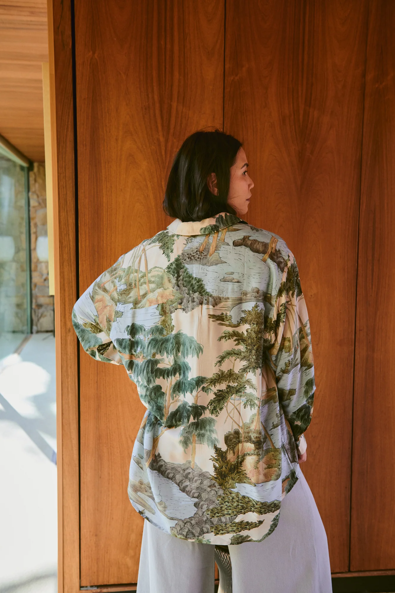 Rivers and Trees Natural Oversized Shirt - Image 9